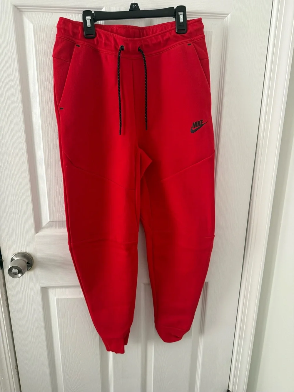 Nike Kids Red Fleece Joggers with Black Logo